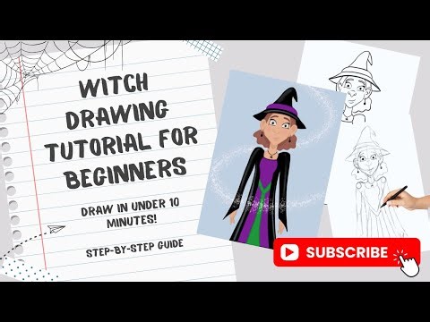 Cute witch drawing tutorial - step-by-step guide for beginners - Draw in under 10 minutes!