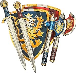 Liontouch - Noble Knight Foam Swords, Shields & Axes, Blue & Red | Playfighting Set for Boys, 3-8 Years | Safe Medieval Toy Weapons & Battle Accessories | Pretend Play, Dress Up & Costumes for Kids