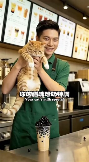 貓咪特製珍奶！Cat-crafted bubble tea #貓咪 #cat #爆笑 #funny #bubbletea #funnycats