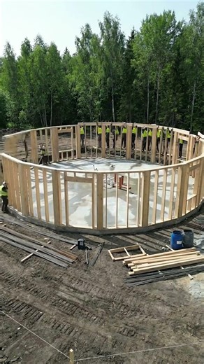 Building a 2-Storey Circular Cabin | Timelapse Construction