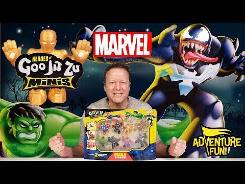 8 Marvel Heroes of Goo Jit Zu Minis Ultra Rare Iron Man, Hulk, Venom, AdventureFun Toy review!