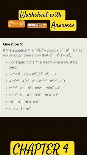 Quadratic equation Worksheet |Class 10 |Mathematics||Chapter 4 |Fully solved worksheet |#ncertmaths