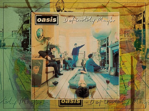 Who is on the album cover of ‘Definitely Maybe’ by Oasis?