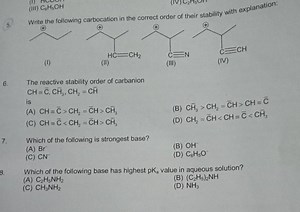 Write the following carbocation in the correct order of their s... | Filo