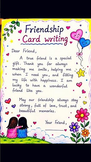 Friendship Card Writing | Easy & Beautiful Friendship Day Card Writing Idea | Best Greeting Card