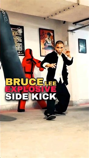KUNG Fu Master - 90% BRUCE LEE Side Kick on Hanging Heavy Bag