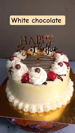 white chocolate #cake decoration #simple and beautiful #subscribe