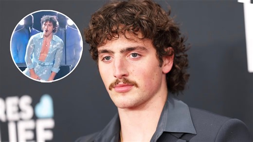 At the 2025 #Grammys, Benson Boone performed his song “Beautiful Things,” and fans couldn’t help but notice he appeared to adjust his package while on stage. | E! News