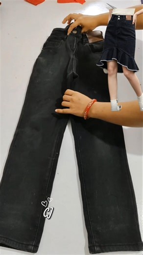 Change Pants into skirt /jeans converted to skirt #diy #sewing #reuse #fyp