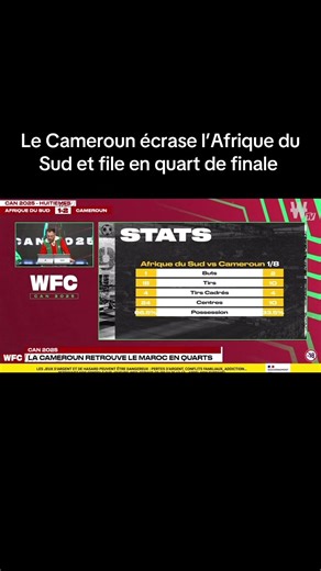 Le Cameroun écrase l’Afrique du Sud et file en quart de finale #foootball #CAN2025