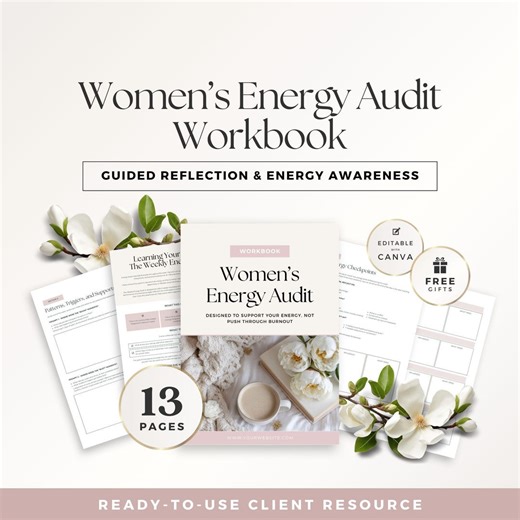Women's Energy Audit Workbook Canva Template for Wellness Coaches: Stress, Burnout, Emotional Overwhelm & Energy Awareness Client Worksheets - Etsy