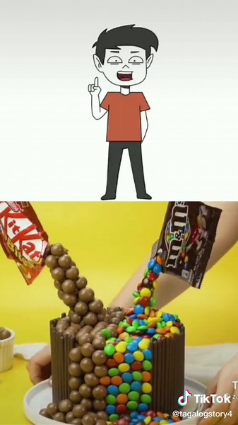 Animated and Real-Life Scenes of Cake Preparation