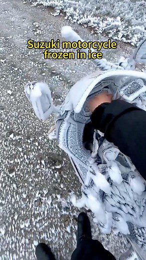 Suzuki motorcycle frozen in ice #Suzuki #Frozen #Ice #CLIVES #CLIVES #fxtul #FXTUL #SuzukiBike #ColdChallenge #FrozenMotorcycle | Autotul