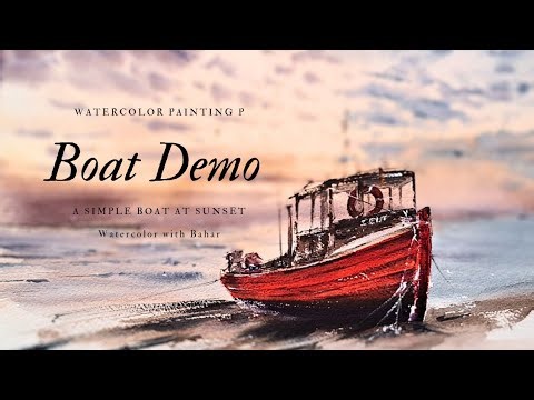 Watercolor Boat Painting Demo | Sunset Scene Art Tutorial