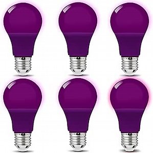 AWELIGHT, LED Purple Light Bulb A19 5Watts Equivalent 40w with E26 Base Colored Light Bulb for Wedding Halloween Christmas Party Bar Mood Ambiance Decor, US-C-5W