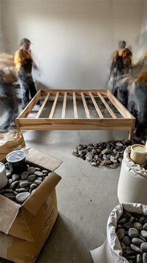 Stunning Epoxy River Stone Floor with Suspended Bed! #home #renovation #DIY