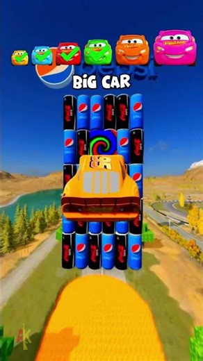 🌈Tiny Car Jump the Pepsi & Coca Cola Portal… and GROWS to IMPOSSIBLE SIZE!🌈#shorts #beamngdrive