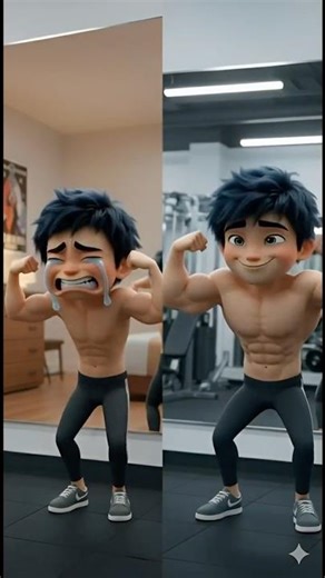 Home Mirror Vs Gym Mirror : Bodybuilder #brainrot #animation #funny #funnymemes