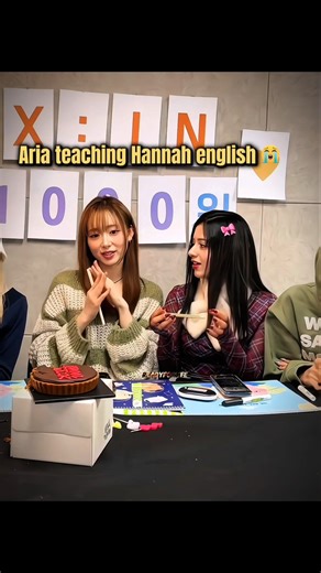 Aria teaching Hannah english 😭👀 #xin #kpop #aria #shorts #fyp #hannah