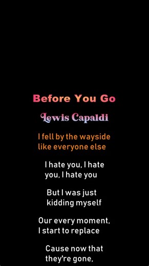 Before You Go Lyrics Karaoke & Full Song