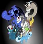 The book of villains: Poninomicon by Ookami-95 / Trixie :: Queen Chrysalis :: Trixie (Трикси) :: Nightmare Moon :: Discord :: Queen Chrysalis (Королева Крисалис) :: Nightmare Moon :: Discord (mlp) :: mlp art :: minor :: mlp art :: minor (второстепенные персонажи) :: my little pony :: my little pony (Мой маленький пони) :: fandoms :: фэндомы