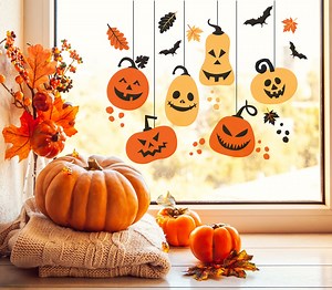 Halloween Window Decorations Stickers Decals for Halloween Party Shopfront House Autumn Decor - Pumpkins & Bats - Etsy