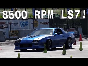 8500RPM Flat Plane Crank LS7 3rd Gen IROC-Z Camaro at Autox Goodguys Car Show
