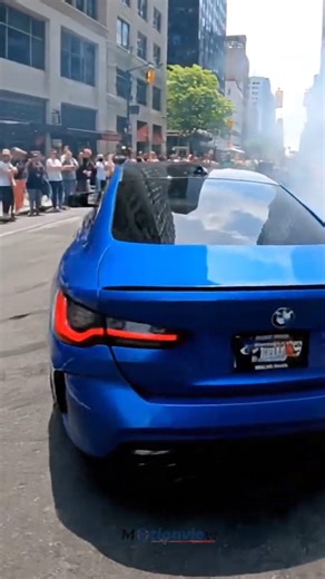 Blue BMW M4 Competition Burnout & Drive | Loud Exhaust Sound 🔥 Crowd Reaction