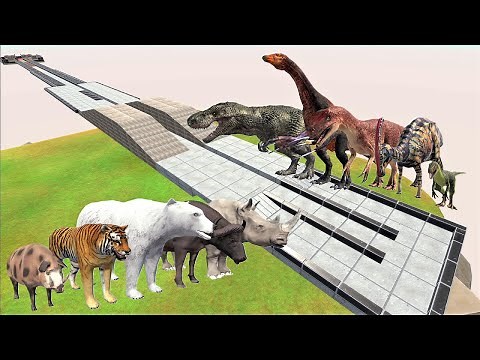 Animal vs. Dinosaur Relay race. Team battle of 5 vs. 5! | Animal Revolt Battle Simulator