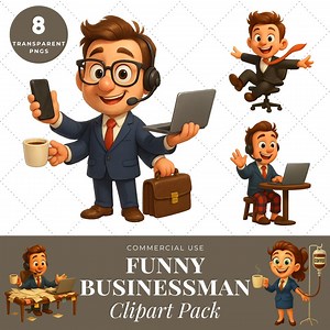 Funny Business Clipart Pngs | Office Worker Cartoon Pack | Jiffy & Printify Ready - Etsy