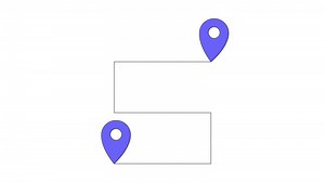 Route map with connecting location pins 2D cartoon object animation. Navigation app. Travel planning. Delivery tracking. GPS journey path animated flat colorful item 4K isolated on white