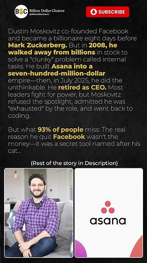 Facebook Founder Fired Himself as CEO. #billiondollarchoices #entrepreneur #asana
