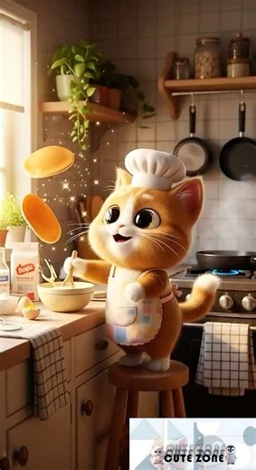 Cute Cat Chef – Adorable Kitty Cooking Scene #CuteCat #CatChef #KawaiiArt #CookingTime