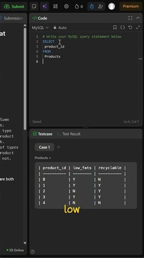 LeetCode SQL #1 | Recyclable & Low Fat Products 🧠💡 #shorts