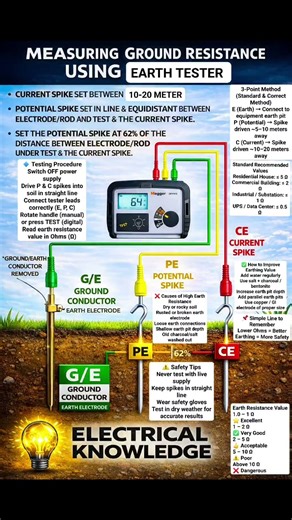 How to check earthing and resistance value by earth tester #share #short #vi#shortvideo #shorts#plc