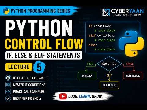 Python Programming Course – Lecture 5 | Control Flow (If, Else & Elif)