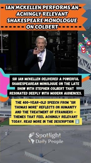 Ian McKellen Stuns with 400-Year-Old Shakespeare Monologue on Colbert 🎭🔥 #IanMcKellen #Shakespeare