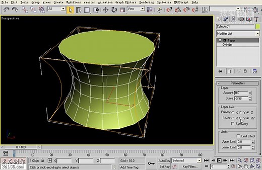 3DMAX入门taper（锥化）