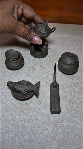 Village Style Mini Clay Cooking Pots & Fish Making #shorts
