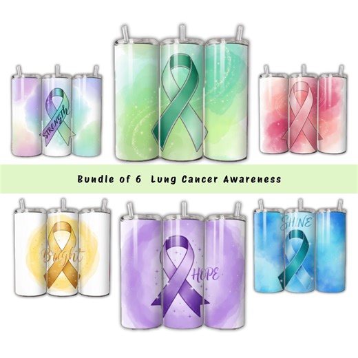 Bundle of 6 Lung Cancer Awareness Sublimation Tumbler Wrap, November White Ribbon Cancer 20oz Skinny Digital Design Download - Etsy Singapore