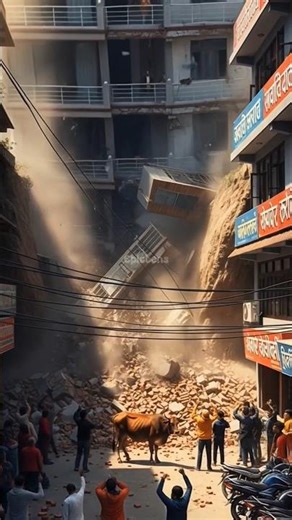 Building Collapses in Street – People React #collapse #disaster