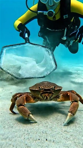 Scuba Diver Finds and Catches a Giant Crab Under a Rock! 🦀🌊