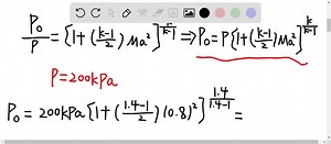 SOLVED:Air at 200 kPa, 100^∘ C, and Mach number Ma=0.8 flows through a duct. Calculate the velocity and the stagnation pressure, temperature, and density of the air