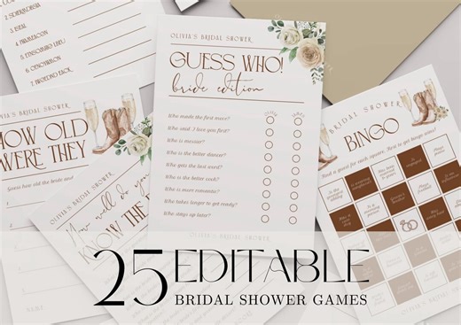 Boots and Bubbly Bridal Shower Games, Western Bachelorette (digital Download) - Etsy
