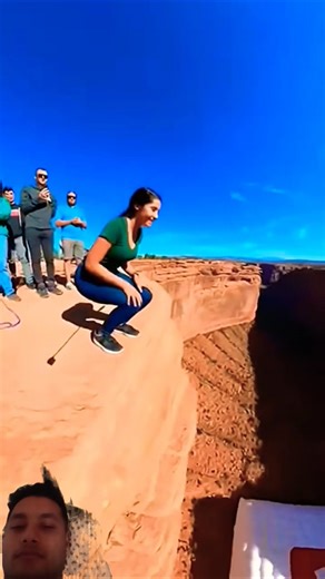 Cliff airbag Jumping is wild 😱 #viral #greenscreen #shorts