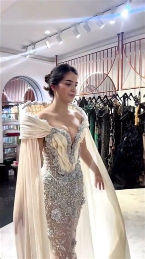 Silver Embellished Gown & Dramatic Cape Reveal ✨ | MAJLESI #Shorts
