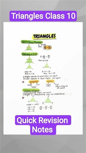 Triangles Class 10 Quick Revision Notes CBSE Board Maths Paper
