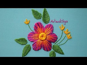 Hand Embroidery: Multicolor Satin Stitch | Bordados a Mano: Punto Relleno Multicolor | Artesd'Olga
