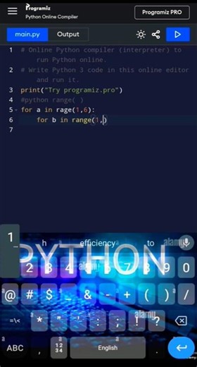 Multiplication table in python 🐍