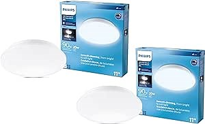 PHILIPS LED Slim Flush Mount Drum Ceiling Light 2-Pack Daylight (5000K) 1500 Lumen (20W = 90W) Dimmable No Bulbs Required